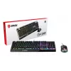 MSI VIGOR GK30 COMBO RGB MEMchaninė žaidimų klaviatūra + Clutch GM11 žaidimų pelė ' UK išdėstymas, 6 zonų RGB apšvietimo klaviatūra, dviejų zonų RGB apšvietimo pelė, 5000 DPI optinis jutiklis, RGB Mystic Light'