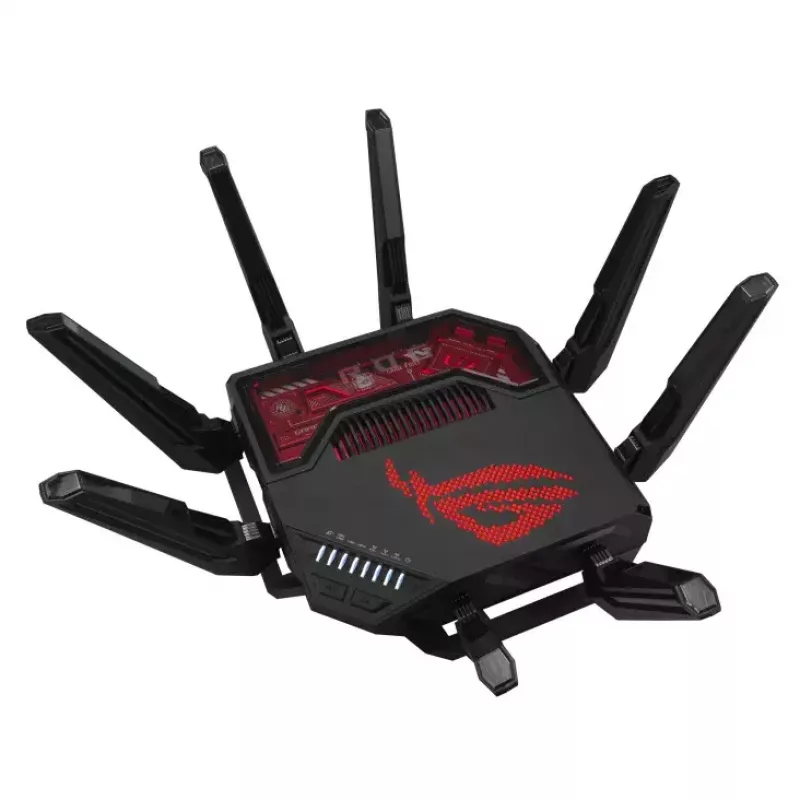 ASUS ROG Rapture GT-BE19000 belaidis maršrutizatorius Multi-Gigabit Ethernet Triju juostų (2,4 GHz / 5 GHz / 6 GHz) Juoda, Raudona