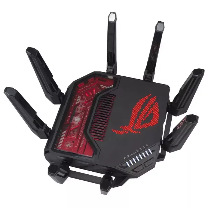 ASUS ROG Rapture GT-BE19000 belaidis maršrutizatorius Multi-Gigabit Ethernet Triju juostų (2,4 GHz / 5 GHz / 6 GHz) Juoda, Raudona