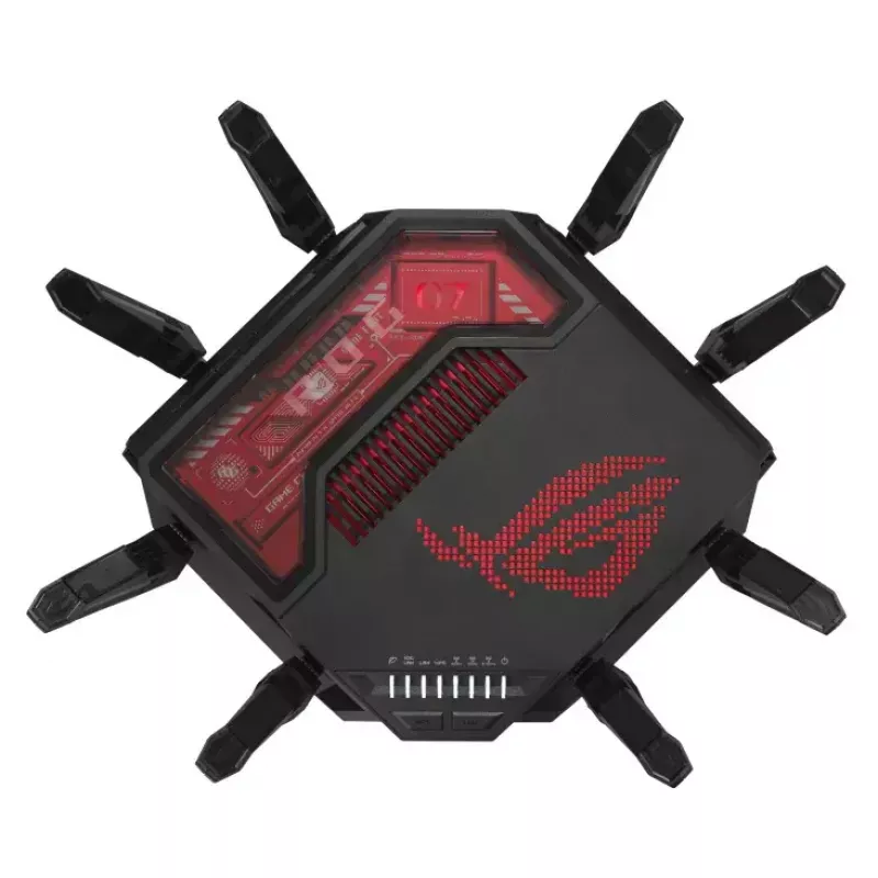ASUS ROG Rapture GT-BE19000 belaidis maršrutizatorius Multi-Gigabit Ethernet Triju juostų (2,4 GHz / 5 GHz / 6 GHz) Juoda, Raudona