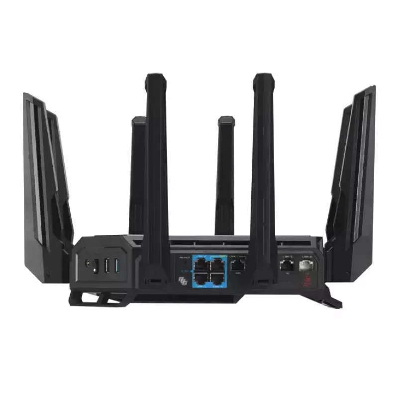 ASUS ROG Rapture GT-BE19000 belaidis maršrutizatorius Multi-Gigabit Ethernet Triju juostų (2,4 GHz / 5 GHz / 6 GHz) Juoda, Raudona