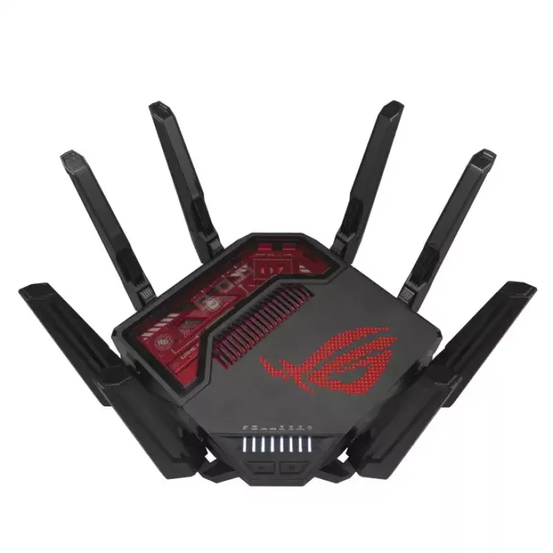ASUS ROG Rapture GT-BE19000 belaidis maršrutizatorius Multi-Gigabit Ethernet Triju juostų (2,4 GHz / 5 GHz / 6 GHz) Juoda, Raudona