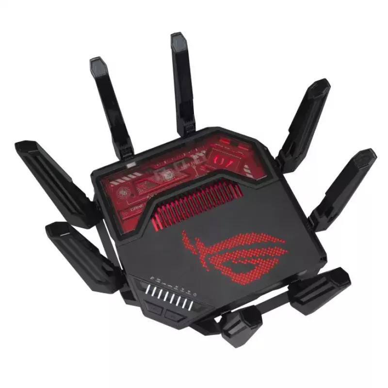 ASUS ROG Rapture GT-BE19000 belaidis maršrutizatorius Multi-Gigabit Ethernet Triju juostų (2,4 GHz / 5 GHz / 6 GHz) Juoda, Raudona