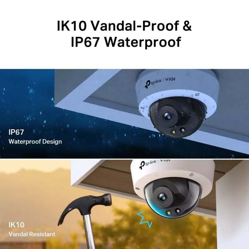 TP-Link VIGI 5MP Full-Color Dome Network Camera, IP stebėjimo kamera, Vidaus ir lauko, Laidinė, 120 dB, CE, NTRA, VCCI, KC, BSMI, FCC, IC, Lubinė