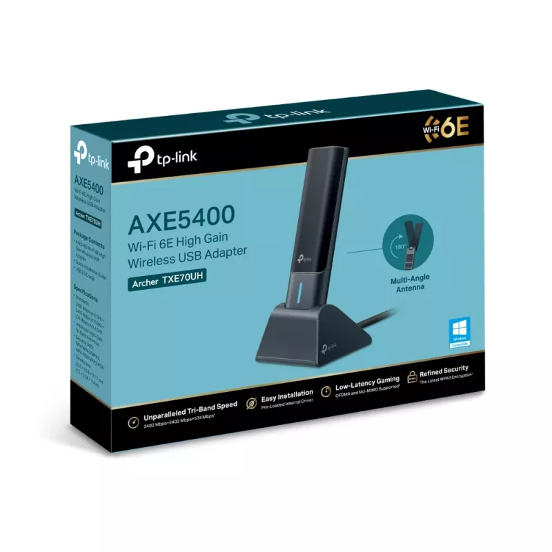TP-Link Archer AXE5400 Wi-Fi 6E didelio stiprinimo belaidis USB adapteris