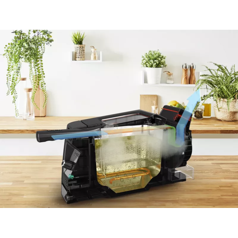 Tefal Clear Duo FR600D viena 0,65 L atskirai stovinti 2000 W gruzdintuvė juoda, nerūdijantis plienas