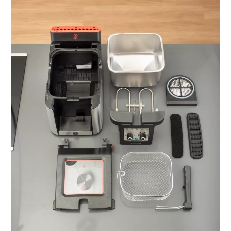 Tefal Clear Duo FR600D viena 0,65 L atskirai stovinti 2000 W gruzdintuvė juoda, nerūdijantis plienas