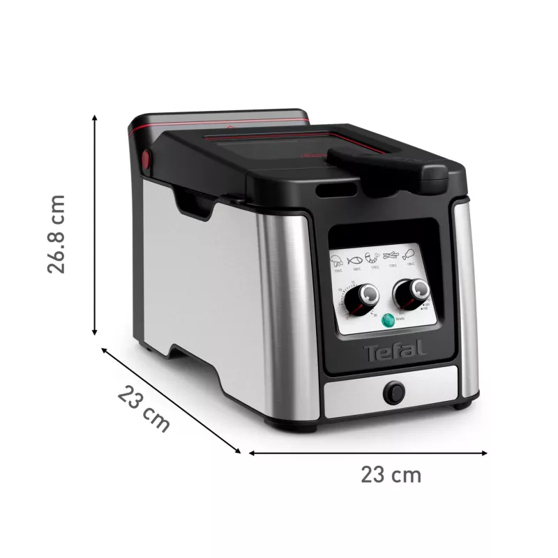 Tefal Clear Duo FR600D viena 0,65 L atskirai stovinti 2000 W gruzdintuvė juoda, nerūdijantis plienas