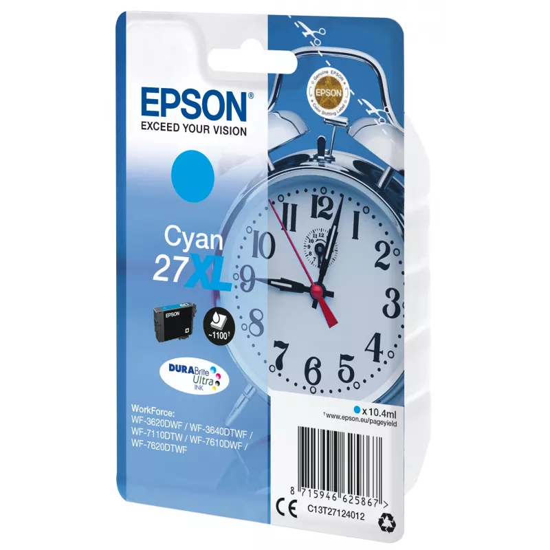 Epson Alarm clock Singlepack Žydra 27XL DURABrite Ultra rašalas, didelio našumo (XL), žydras, 10,4 ml, 1 vnt., 1100 puslapių