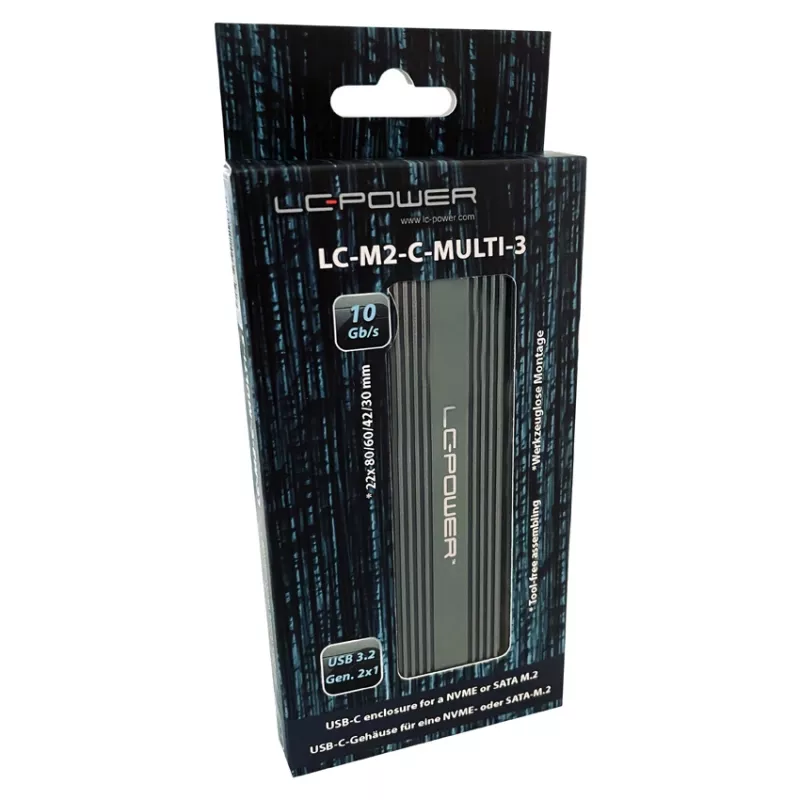 LC-POWER SSD korpusas - M.2 LC-M2-C-MULTI-3 Lc-power USB3.2 M.2-SSD-geh (NVMe & SATA)
