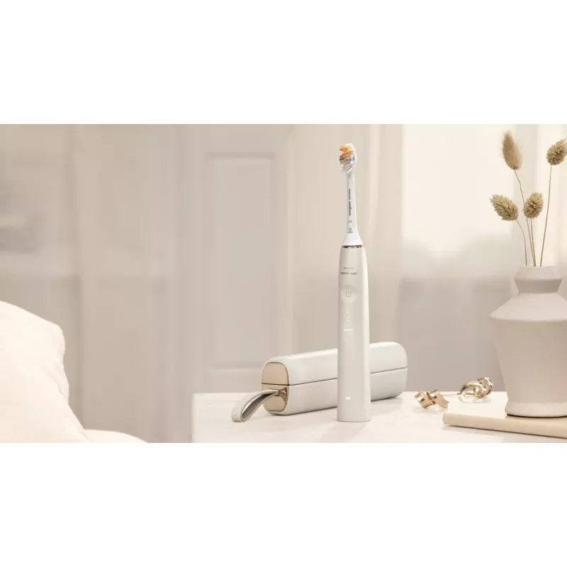 Philips Sonicare DiamondClean Prestige 9900 serijos DiamondClean Prestige HX9992/11 Sonic elektrinis dantų šepetėlis su SenseIQ - šampaninės spalvos