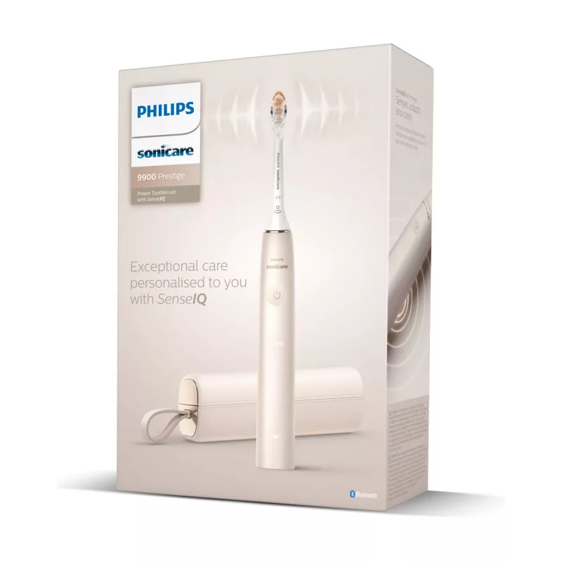 Philips Sonicare DiamondClean Prestige 9900 serijos DiamondClean Prestige HX9992/11 Sonic elektrinis dantų šepetėlis su SenseIQ - šampaninės spalvos