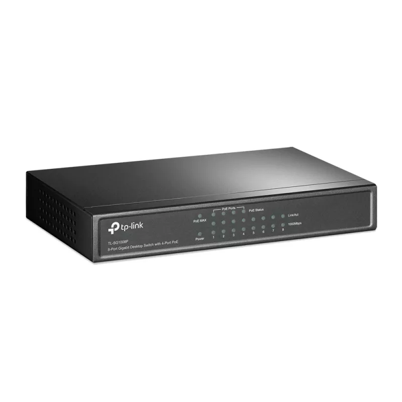 Valdomas jungiklis TP-Link TL-SG1008P 8 prievadų Gigabit PoE, 4 PoE prievadai