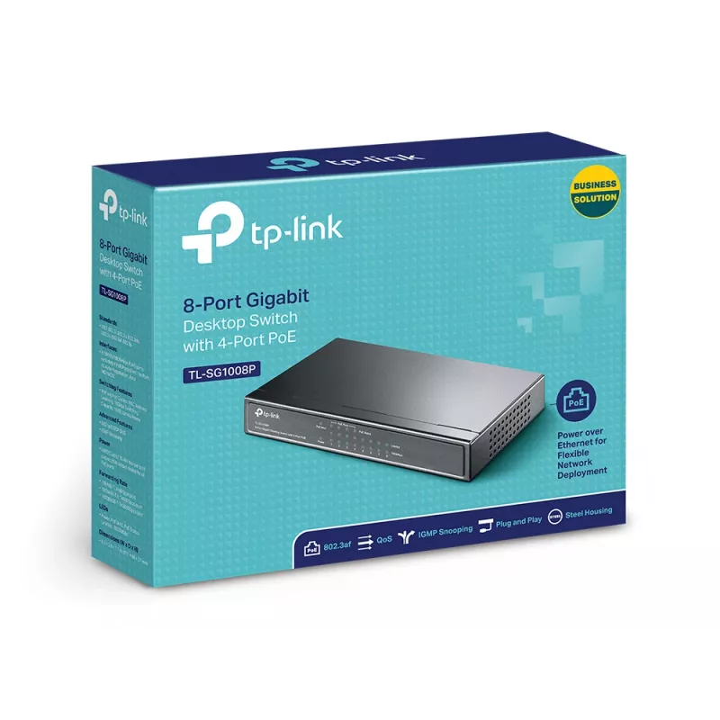 Valdomas jungiklis TP-Link TL-SG1008P 8 prievadų Gigabit PoE, 4 PoE prievadai
