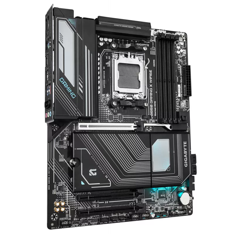 GIGABYTE B850 GAMING X WIFI6E pagrindinė plokštė – AMD Ryzen 9000 serijos procesoriams, 12+2+2 fazių skaitmeninis VRM, iki 8200MHz DDR5 (OC), 1xPCIe 5.0 + 2xPCIe 4.0 M.2, 2.5LAN, WIFI 6E, USB 3.2 Gen 2x2