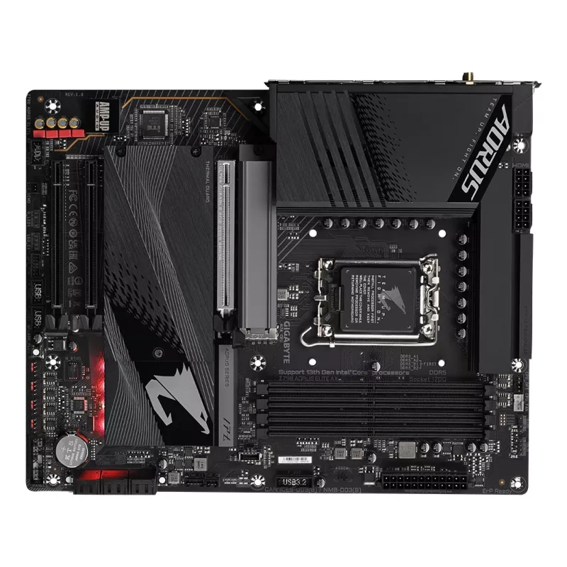GIGABYTE Z790 AORUS ELITE AX pagrindinė plokštė – palaiko Intel Core 14 kartos procesorius, 16*+2+1 fazių skaitmeninis VRM, iki 7600 MHz DDR5 (OC), 4xPCIe 4.0 M.2, Wi-Fi 6E, 2,5 GbE LAN, USB 3.2 Gen 2x2