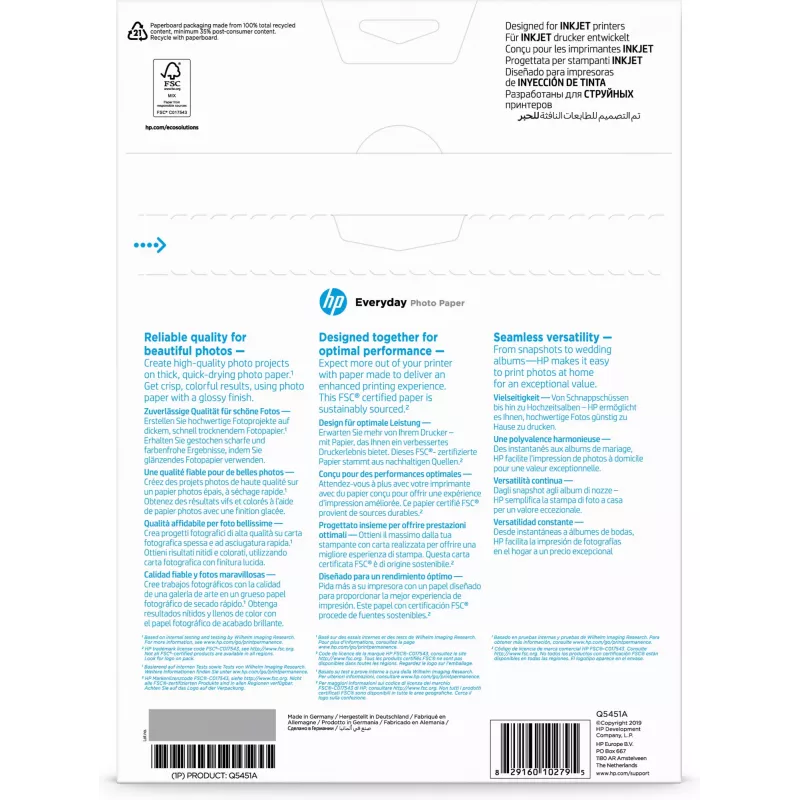 HP Everyday Photo Paper, Glossy, 200 g/m², A4 (210 x 297 mm), 25 lapai
