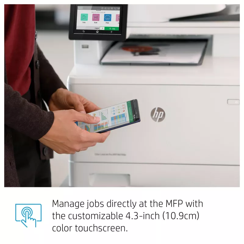 HP Color LaserJet Pro MFP M479fnw, spausdinti, kopijuoti, skenuoti, faksuoti, el. paštas, Skenavimas į el. paštą/PDF; 50 lapų nekreipiamas ADF