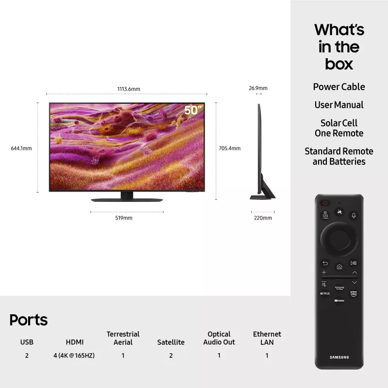 Samsung QE50QN90FAT 127 cm (50 colių) 4K Ultra HD išmanusis televizorius „Wi-Fi“ juodos spalvos