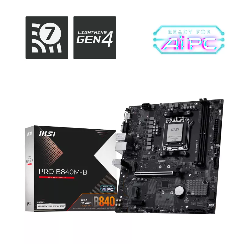 MSI PRO B840M-B pagrindinė plokštė AMD B840 Socket AM5 micro ATX
