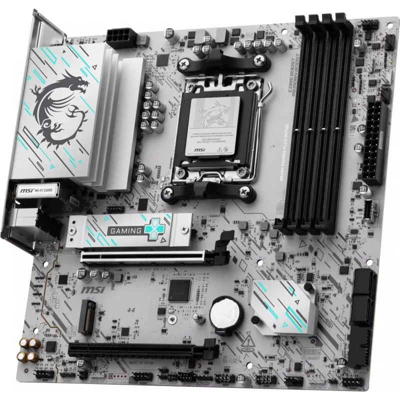 Motininė plokštė MSI B840M GAMING PLUS WIFI6E microATX, Socket AM5, DDR5 iki 256 GB, Wi‑Fi 6E, 2.5GbE, M.2 x2, HDMI 2.1