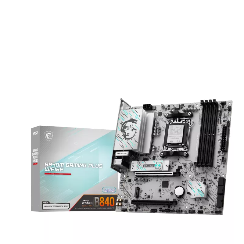 Motininė plokštė MSI B840M GAMING PLUS WIFI6E microATX, Socket AM5, DDR5 iki 256 GB, Wi‑Fi 6E, 2.5GbE, M.2 x2, HDMI 2.1