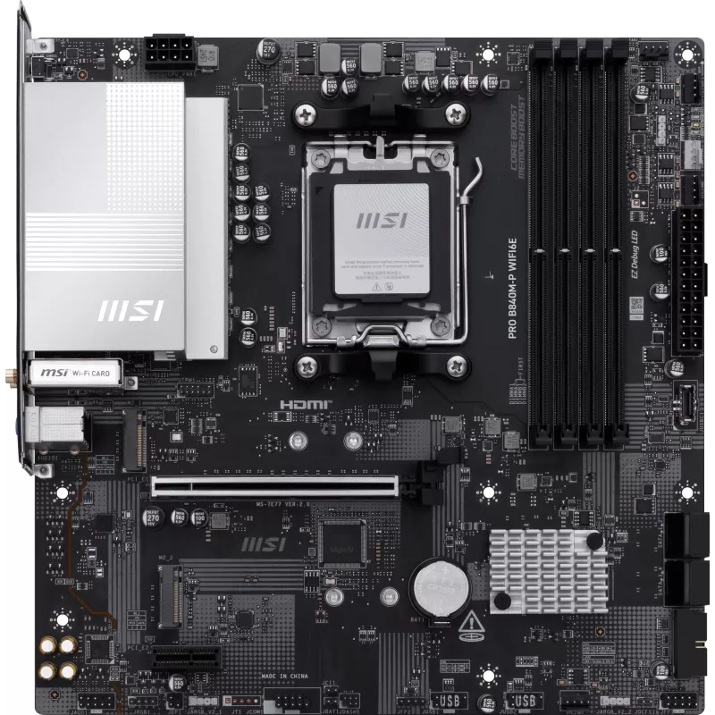 MSI PRO B840M-P WIFI6E pagrindinė plokštė AMD B840 Socket AM5 micro ATX