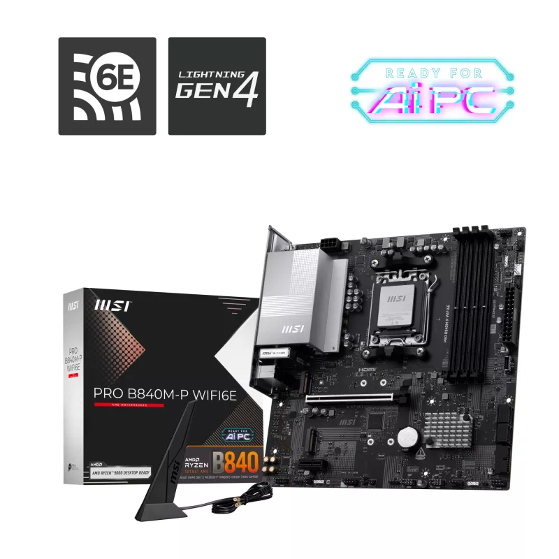 MSI PRO B840M-P WIFI6E pagrindinė plokštė AMD B840 Socket AM5 micro ATX