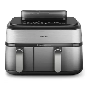 Philips 5000 serijos NA555/00 gruzdintuvė Dviguba 9 L Laisvai pastatoma 2750 W Karšto oro gruzdintuvė Sidabrinė