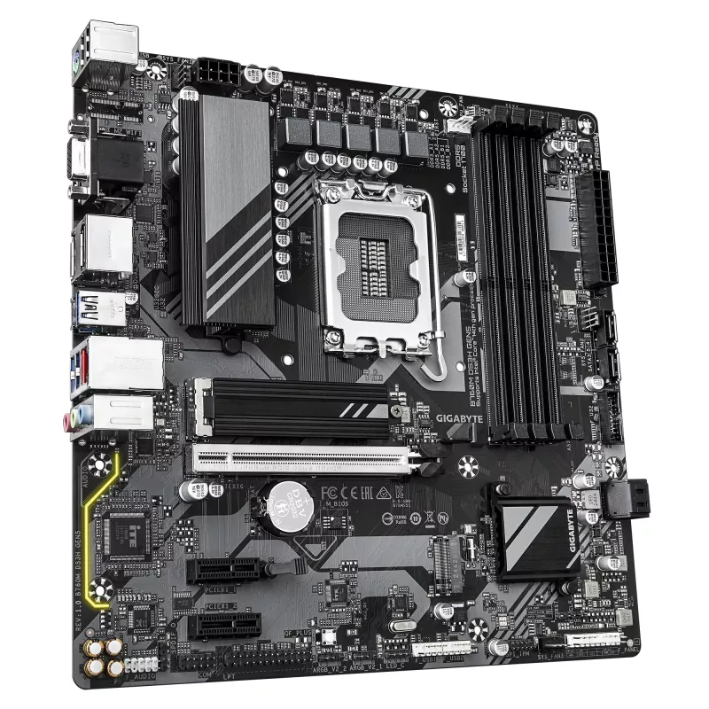 GIGABYTE B760M DS3H GEN5 pagrindinė plokštė – palaiko Intel Core 14-os kartos procesorius, 6+2+1 fazių skaitmeninis VRM, iki 5600MHz DDR5, 2xPCIe 4.0 M.2, 2.5GbE LAN, USB 3.2 Gen2