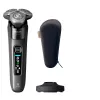 Philips i9000 X9002 drėgnas ir sausas elektrinis skustuvas su SkinIQ, rotacinis skustuvas, pilka, SkinIQ, nerūdijantis plienas, Android, iOS, baterija