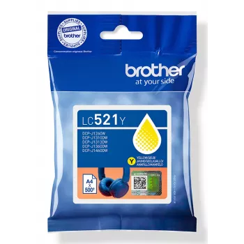Brother LC521Y Originalius rašalo kasetė – geltona, geltona, 1 vnt., 500 puslapių, vienos pakuotės