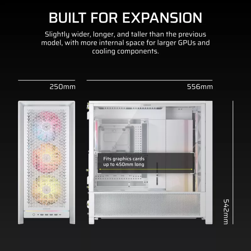 CORSAIR Pc Case - Frame 5000d Rs ArGB High-airflow Mid-tower - White