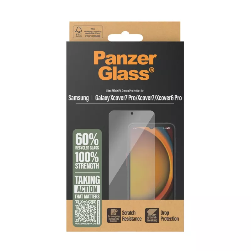 PanzerGlass® Ekrano apsauga Samsung Galaxy Xcover7 Pro | Xcover7 | Xcover6 Pro | Ultra-Wide Fit