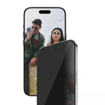 Apsauginis ekrano stiklas PanzerGlass SAFE. Privacy, skirtas Apple iPhone Air — grūdintas stiklas, itin platus prigludimas, EasyAligner, atsparus įbrėžimams ir smūgiams