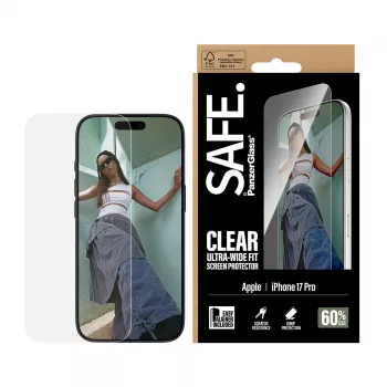 PanzerGlass SAFE. by ® iPhone 17 Pro ekrano apsauga | Ultra-Wide Fit su EasyAligner