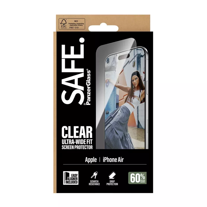 PanzerGlass SAFE. by ® iPhone Air ekrano apsauginis stiklas | Ultra-Wide Fit su EasyAligner
