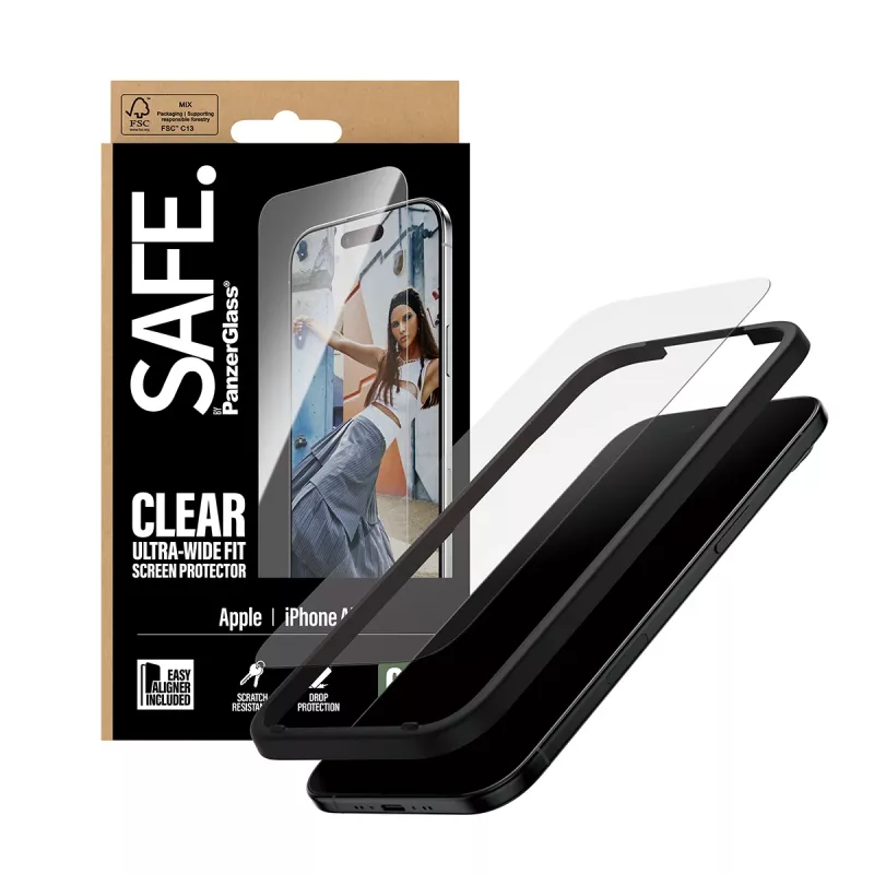 PanzerGlass SAFE. by ® iPhone Air ekrano apsauginis stiklas | Ultra-Wide Fit su EasyAligner