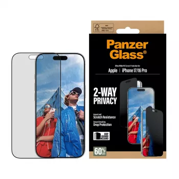 PanzerGlass ® 2-Way Privacy Screen Protector iPhone 17 | iPhone 16 Pro | Ultra-Wide Fit su EasyAligner