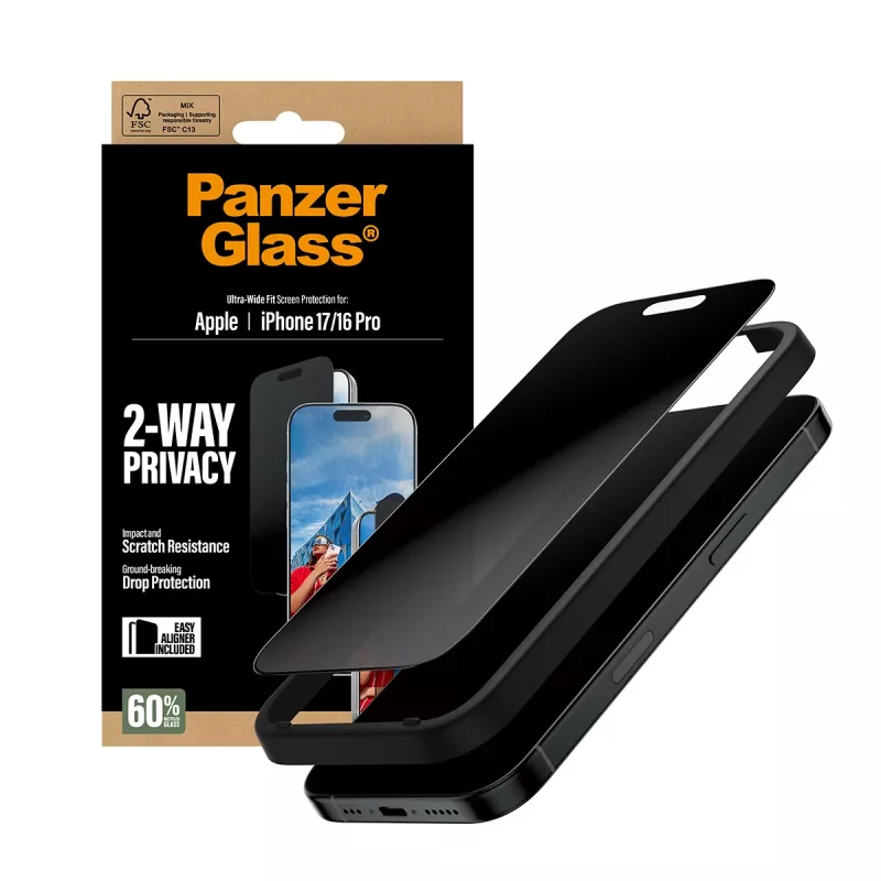 PanzerGlass ® 2-Way Privacy Screen Protector iPhone 17 | iPhone 16 Pro | Ultra-Wide Fit su EasyAligner