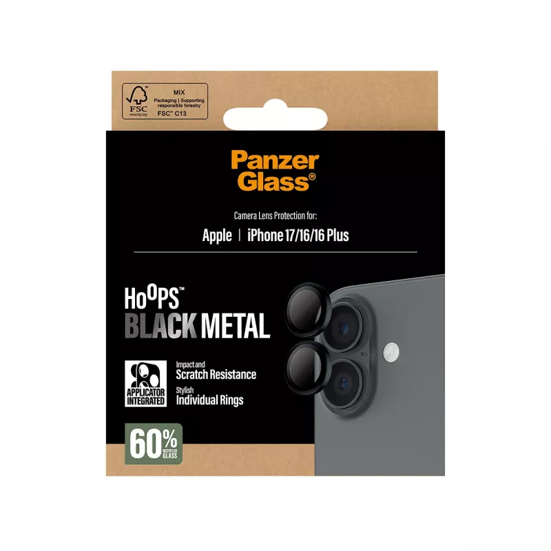 PanzerGlass ® Hoops® fotoaparato objektyvo apsauga juoda iPhone 17 | iPhone 16 | 16 Plus