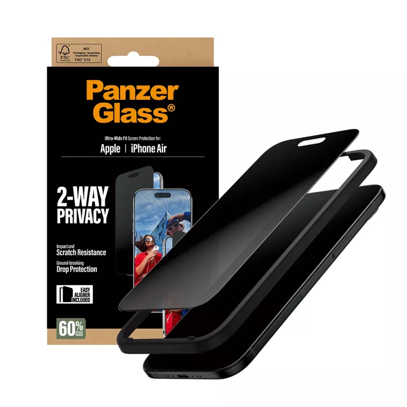 PanzerGlass ® 2-Way privatumo ekrano apsauga iPhone Air | Ultra-Wide Fit su EasyAligner