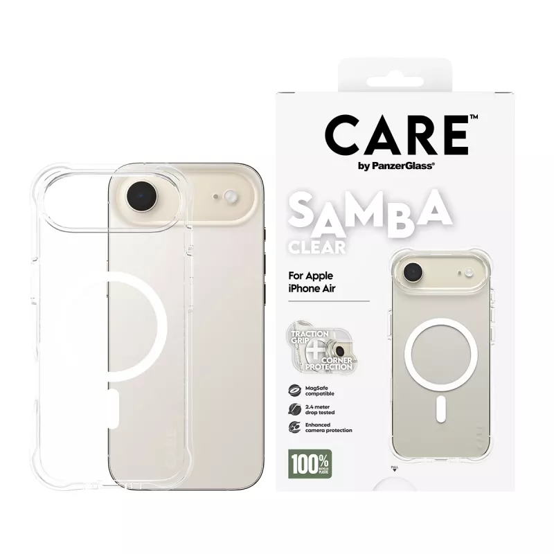 PanzerGlass CARE™ by ® Samba dėklas permatomas su balta MagSafe iPhone Air