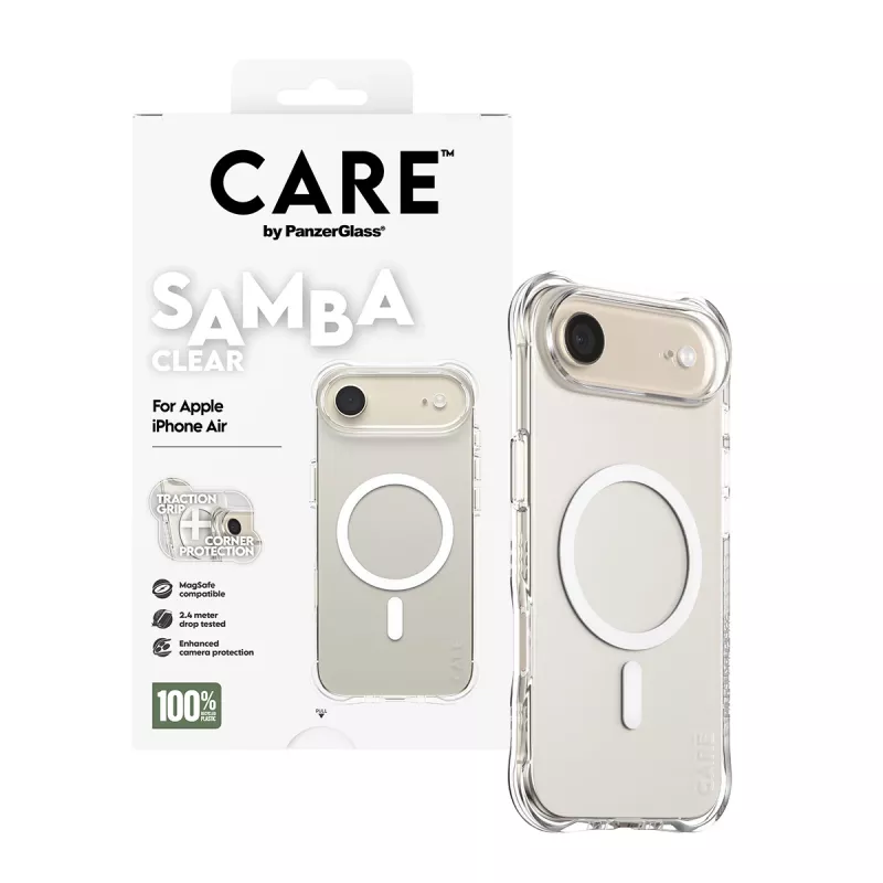 PanzerGlass CARE™ by ® Samba dėklas permatomas su balta MagSafe iPhone Air