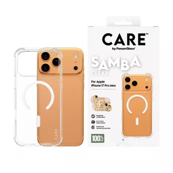 PanzerGlass CARE™ by ® Samba dėklas permatomas su balta MagSafe iPhone 17 Pro Max