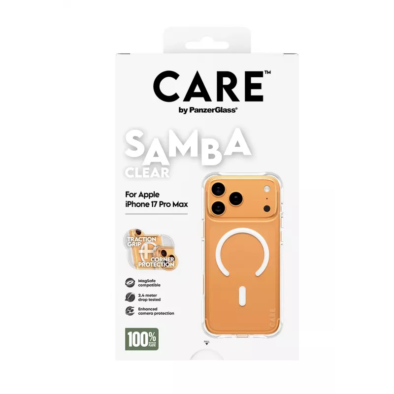 PanzerGlass CARE™ by ® Samba dėklas permatomas su balta MagSafe iPhone 17 Pro Max