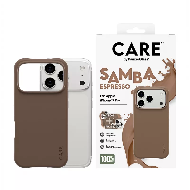 PanzerGlass CARE™ by ® Samba Case Espresso su MagSafe, skirtas iPhone 17 Pro
