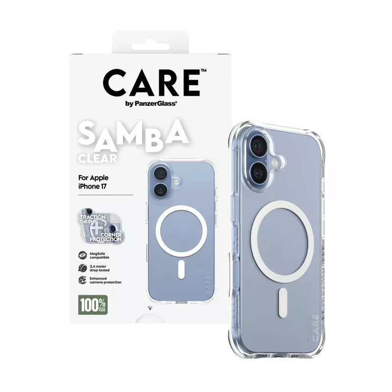 Dėklas PanzerGlass CARE by Fashionable Case Samba Skaidrus su balta MagSafe iPhone 17