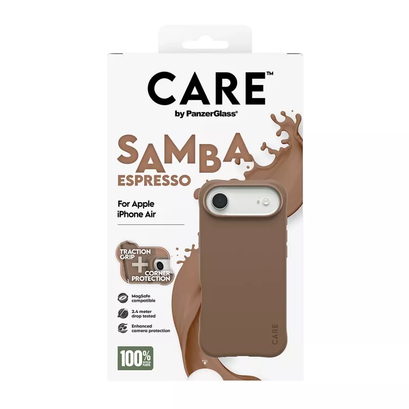 Dėklas PanzerGlass CARE by Fashionable Case Samba Espresso su MagSafe, skirtas iPhone 17 Air