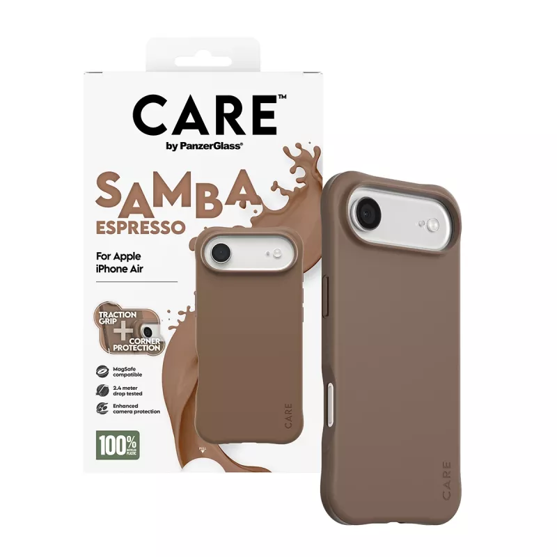 Dėklas PanzerGlass CARE by Fashionable Case Samba Espresso su MagSafe, skirtas iPhone 17 Air
